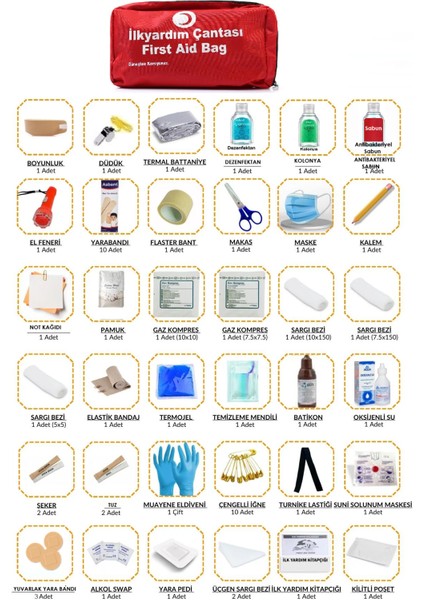 Ofis Ilk Yardım Çantası Ruhsata Uygun 35 Parça Ilk Yardım Seti Çantalı
