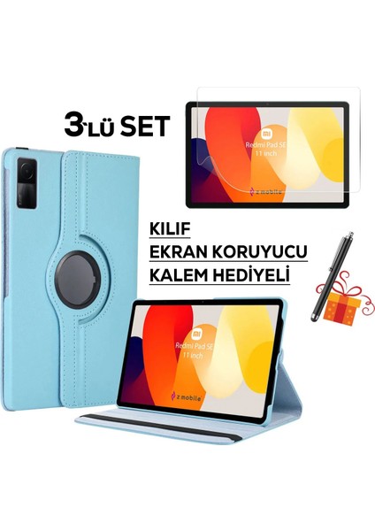 Xiaomi Redmi Pad Se 11 Inç 2023 Tablet Kılıfı Ekran Koruyucu Kalem Hediyeli Set Kapaklı Standlı