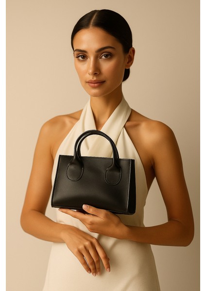 Bellarose Elite Büyük Boy Siyah Askılı Kadın El Kol ve Omuz Çantası