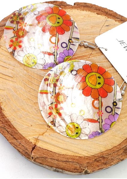 Renkli Figürlü Lüks Sedef Küpe fiyatları