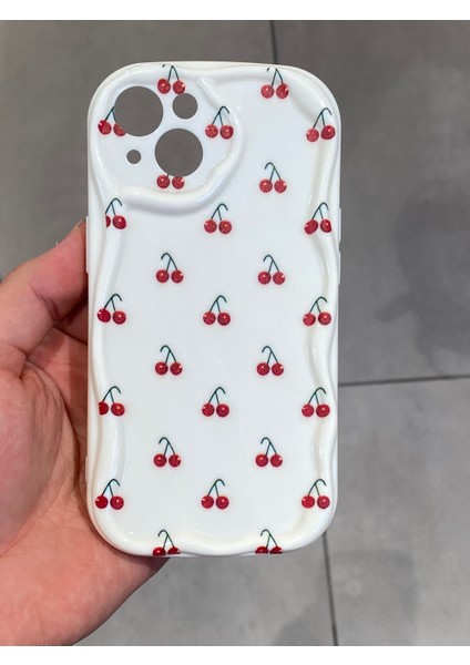 Iphone 13 ve 14 Uyumlu Kiraz Desenli Koruyucu Silikon Kılıf
