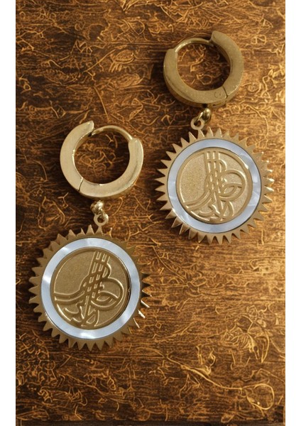 Sallantılı Lüks Tuğra Figürlü Gösterişli Küpe