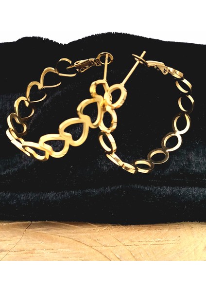 Gold Renk Figürlü Çelik Küpe