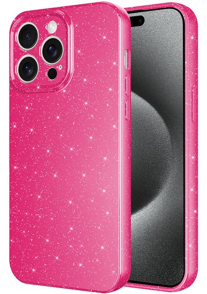 Apple iPhone 15 Pro Kılıf Kamera Korumalı Simli Lüks Esnek Slikon Kotno Kapak