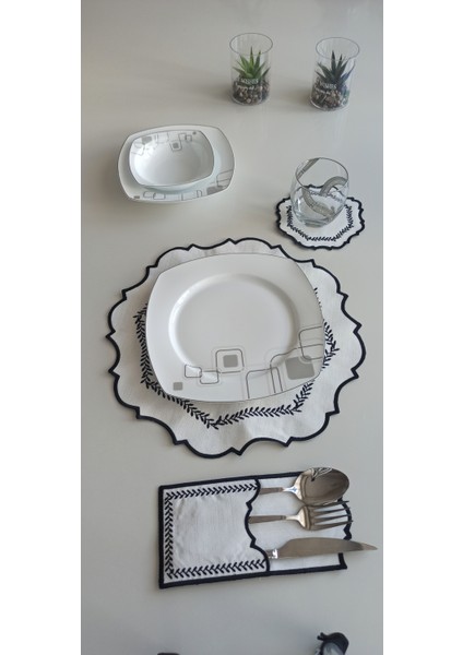 Spring Siyah 18 Parça Linen Kumaş Amerikan Servis Seti fiyatları