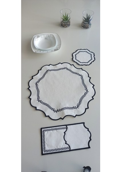 Spring Siyah 18 Parça Linen Kumaş Amerikan Servis Seti