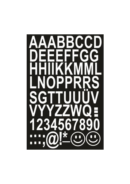 2 Adet Beyaz Renkli Büyük Harf, Rakam ve Özel Karakterler Etiket Sticker Yapıştırma Reklam Yazı