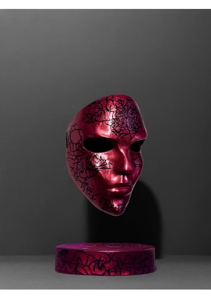 Kan Kırmızı Siyah Çatlatma Desenli Maske fiyatları