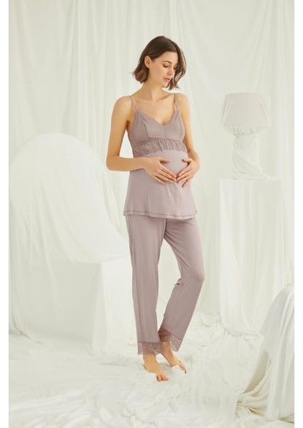 Monamise Dantelli Hamile Lohusa 3'lü Pijama Takımı fiyatları