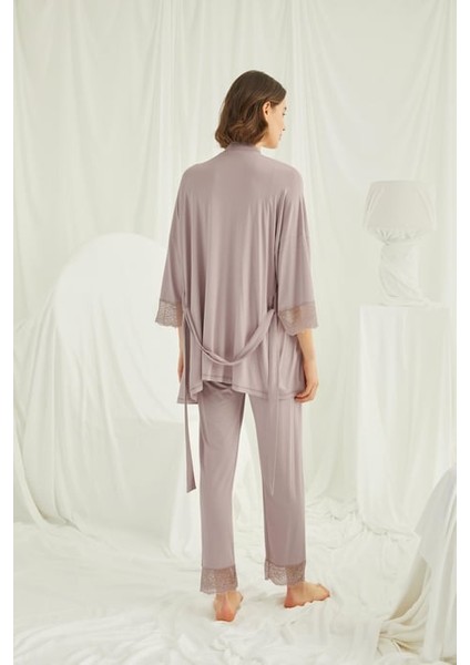 Monamise Dantelli Hamile Lohusa 3'lü Pijama Takımı fırsatları