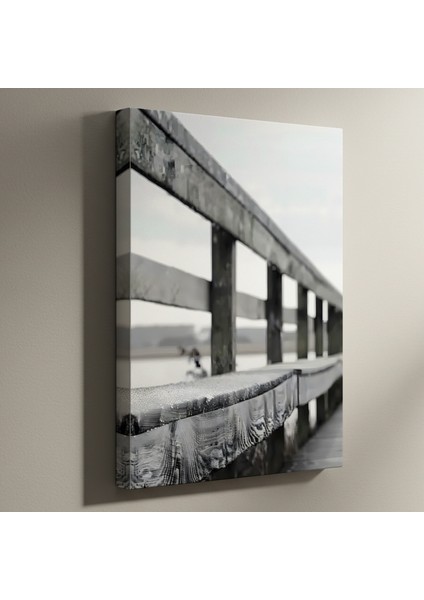 Sakin Plaj Manzarası Ahşap Bank Tablosu