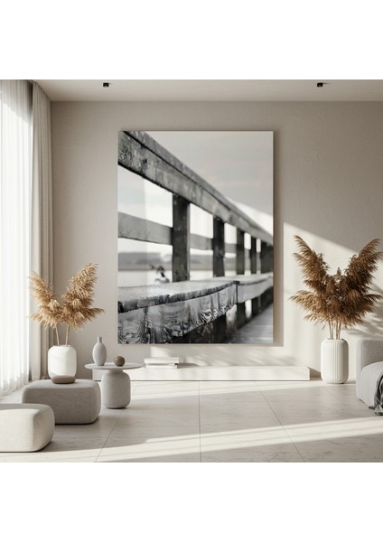 Sakin Plaj Manzarası Ahşap Bank Tablosu fırsatları