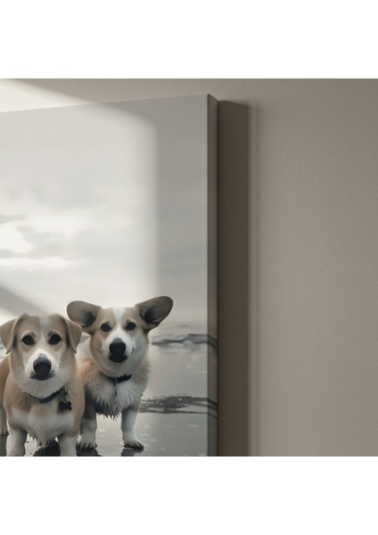 Plajda Eğlenen Corgi Kardeşler Tablosu indirimleri