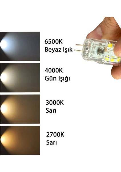 (1 adet) Osaka 3W Beyaz Işık (6500K) G4 Duylu (Iğne Bacak) LED Kapsül Ampul modelleri