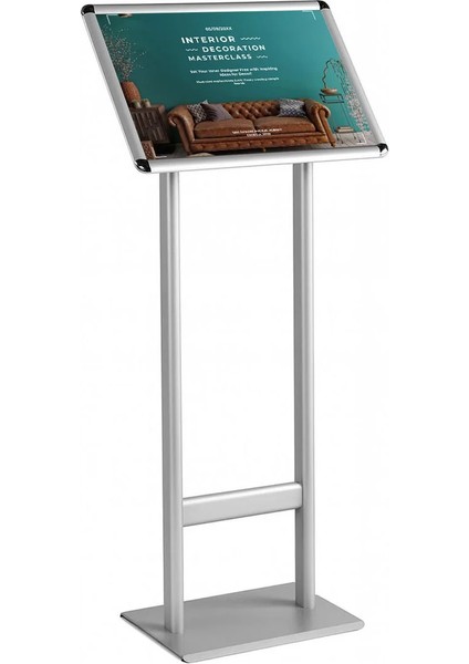 A3(29.7X42) Gri Sac Taban Çift Ayaklı Menü ve Bilgilendirme Panosu Ayaklı Reklam Panosu