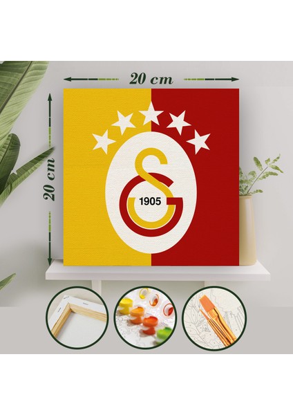 Sayılarla Boyama 20X20 Tuval Seti Fırça Boya Dahil Çıtaya Gerili - Galatasaray
