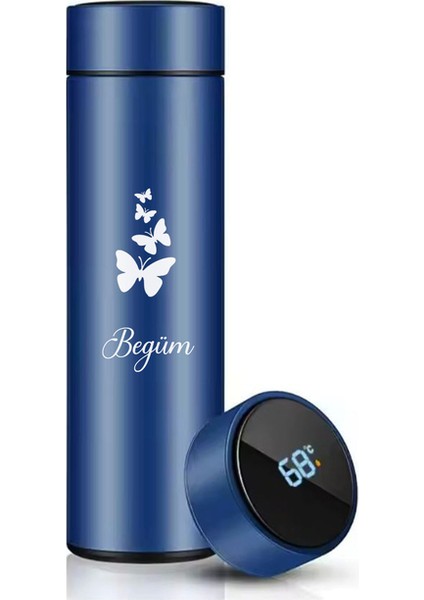 Kişiye Özel 500ML Dijital Göstergeli 304 Çelik Kelebek Baskılı Akıllı Termos - Isı Korumalı Şişe fiyatları