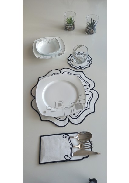 Clover Frame 18 Parça Linen Kumaş Amerikan Servis Seti fiyatları