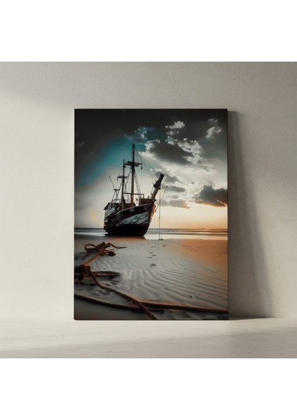 Batık Gemi Sahil Günbatımı Tablosu fiyatları