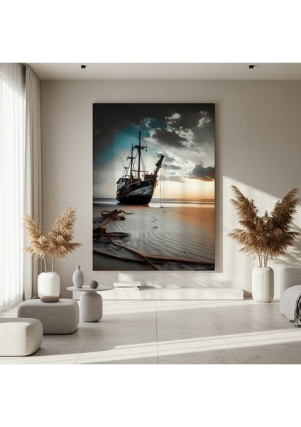 Batık Gemi Sahil Günbatımı Tablosu fırsatları