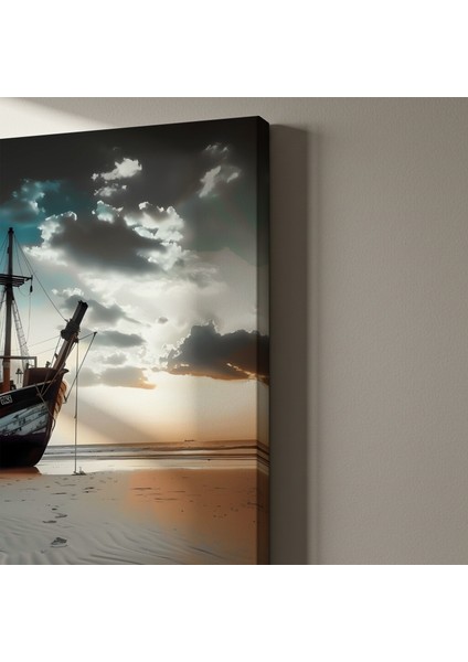 Batık Gemi Sahil Günbatımı Tablosu indirimleri