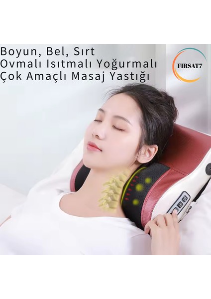 Elektrikli Boyun Bel Sırt Ovmalı Isıtmalı Yoğurmalı Çok Amaçlı Masaj Yastığı Çakmaklık ve Adaptörlü