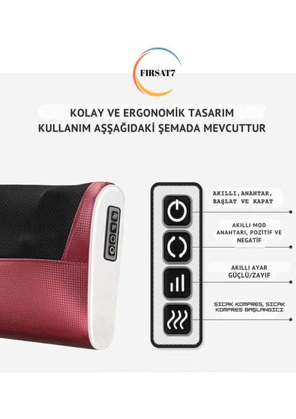 Elektrikli Boyun Bel Sırt Ovmalı Isıtmalı Yoğurmalı Çok Amaçlı Masaj Yastığı Çakmaklık ve Adaptörlü fırsatları