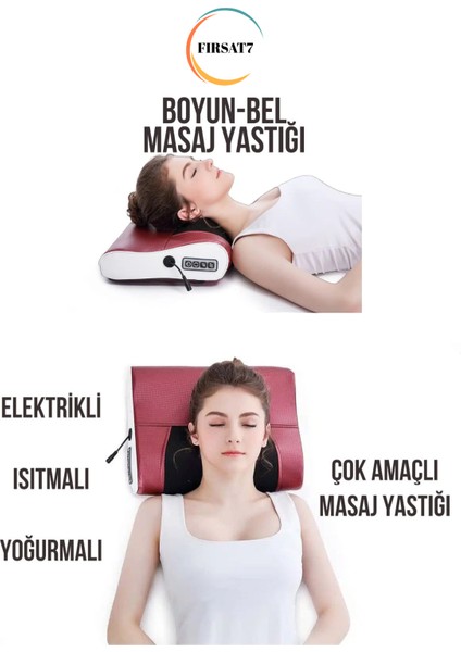 Elektrikli Boyun Bel Sırt Ovmalı Isıtmalı Yoğurmalı Çok Amaçlı Masaj Yastığı Çakmaklık ve Adaptörlü