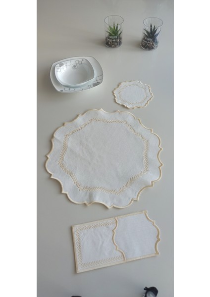 Spring Krem 18 Parça Linen Kumaş Amerikan Servis Seti