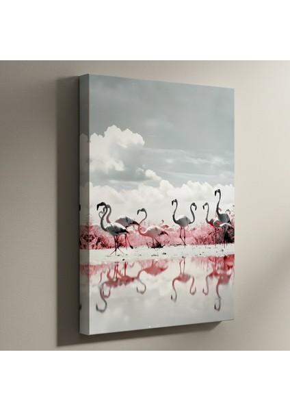Flamingo Gölü Plaj Manzarası Tablosu
