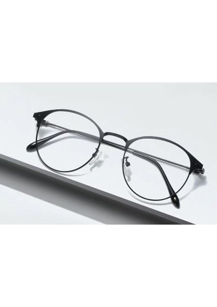 Metal Çerçeveli Ultra Hafif Anti Blue Light Unisex Yuvarlak Gözlük