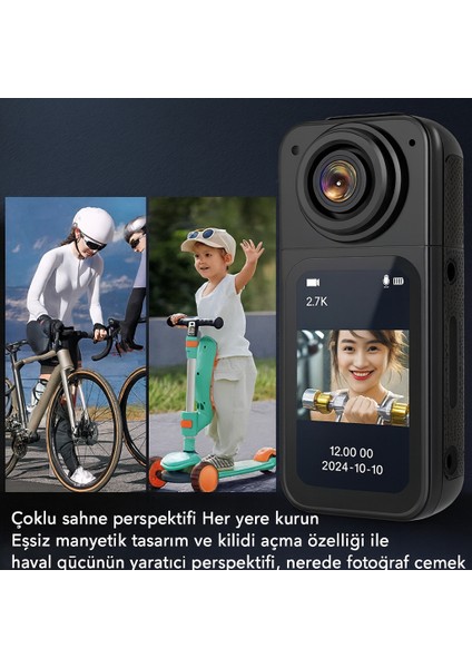 2.7k UHD Başparmak Aksiyon Kamerası – 1.5'' Ekranlı, 180° Ayarlanabilir Lens, Wifi Uygulama Kontrollü, Giyilebilir Gövde Kamera (Seyahat & Iş Için - Siyah)" fiyatları