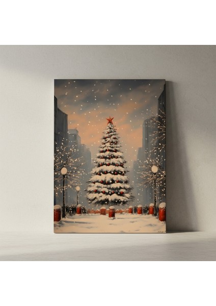 Karlı Şehirde Noel Ağacı Tablosu fiyatları