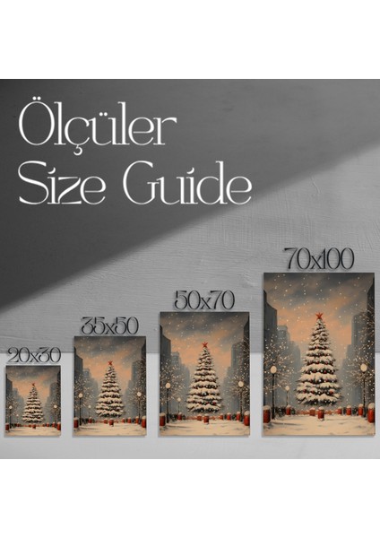 Karlı Şehirde Noel Ağacı Tablosu modelleri