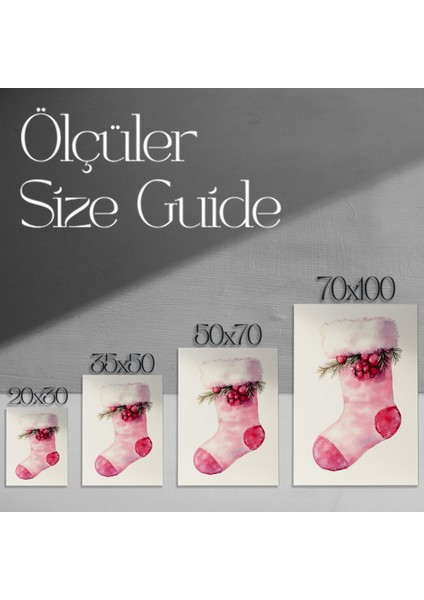 Pembe Noel Çorabı Suluboya Tablosu modelleri