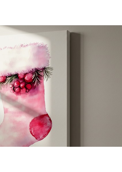 Pembe Noel Çorabı Suluboya Tablosu indirimleri