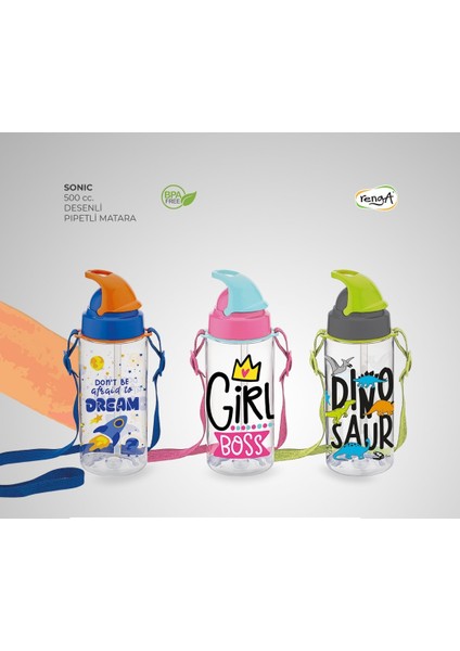 Sonic Air Desenli 500 ml Askılı Pipetli Tritan Çocuk Matara 912058 fiyatları