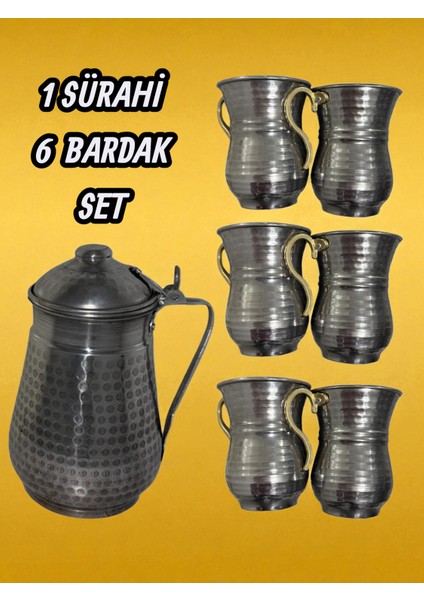6'lı Krom Ayran Bardağı ve Alüminyum Sürahi 2,5 Lt Set
