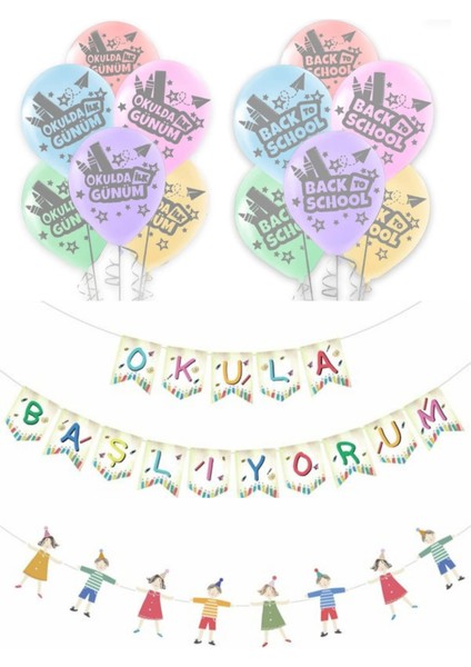 Okula Başlıyorum Banner - Balon Seti