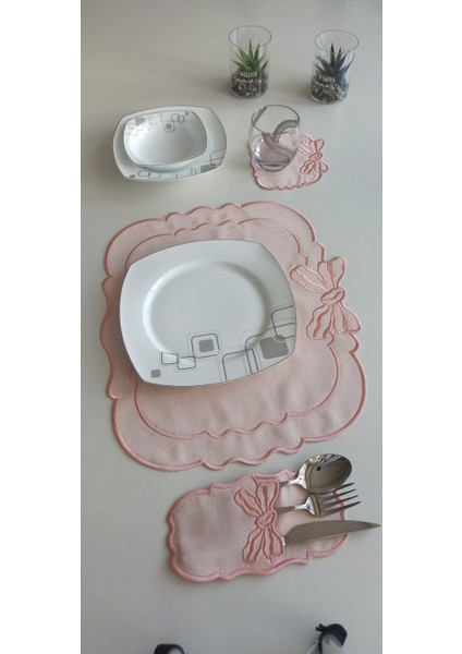 Ribbon Somon18 Parça Linen Kumaş Amerikan Servis Seti fiyatları