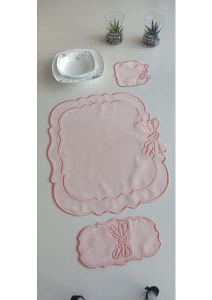 Ribbon Somon18 Parça Linen Kumaş Amerikan Servis Seti