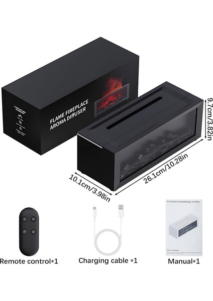 7 Renkli Şömine Alevi Yatak Odası Hava Nemlendirici Aromaterapi Difüzör Uzaktan Kumandalı