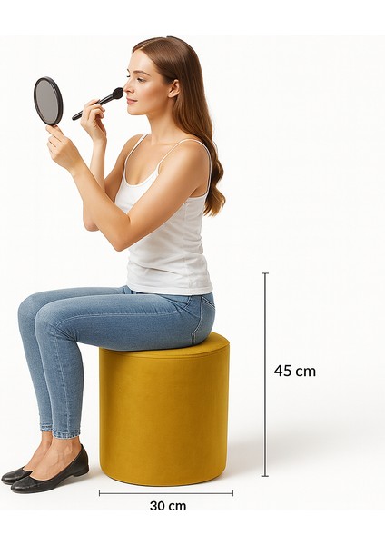 Babyface Kumaş Yuvarlak Puf 30X30X45 cm – Hardal Sarısı modelleri