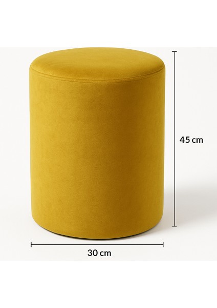 Babyface Kumaş Yuvarlak Puf 30X30X45 cm – Hardal Sarısı
