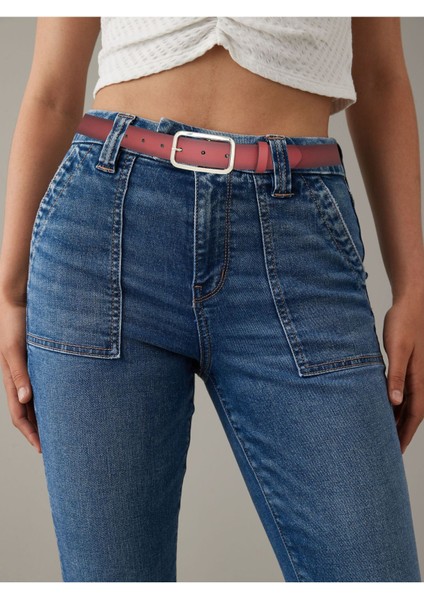 %100 Hakiki Deri, Gümüş Tokalı Yavruağzı 3 cm Kadın Kemeri, Pantolon Kemeri, Şort Kemeri 3CMKDN50