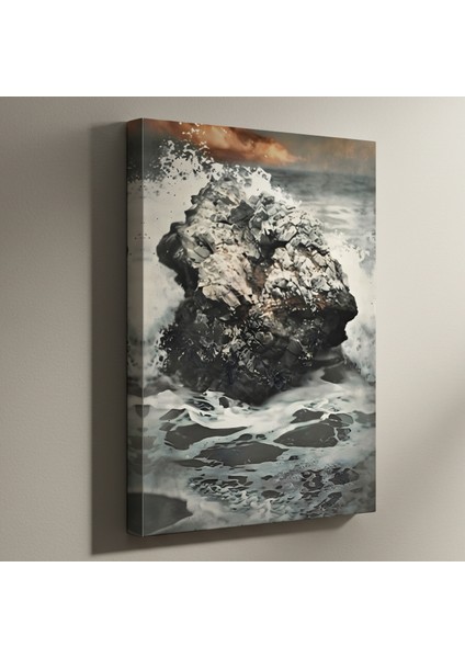 Kıyı Kayası Plaj Manzarası Tablosu