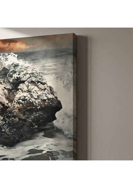 Kıyı Kayası Plaj Manzarası Tablosu indirimleri