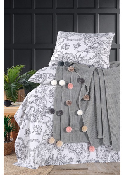 | %100 Pamuklu Soho Çift Kişilik Gri Pike Takımı (Çarşaf,pike,yastık Kılıfı) fiyatları