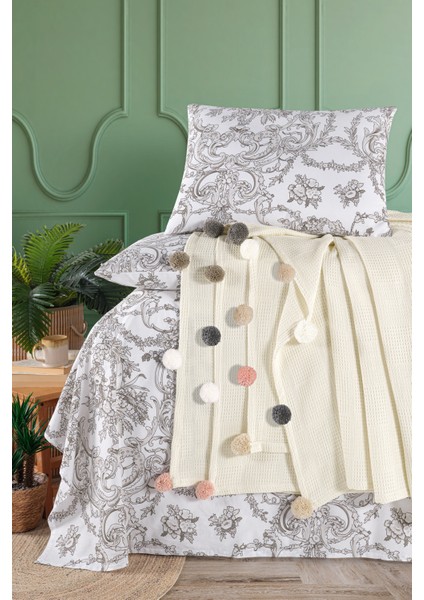 | %100 Pamuklu Soho Çift Kişilik Krem Pike Takımı (Çarşaf,pike,yastık Kılıfı) fiyatları