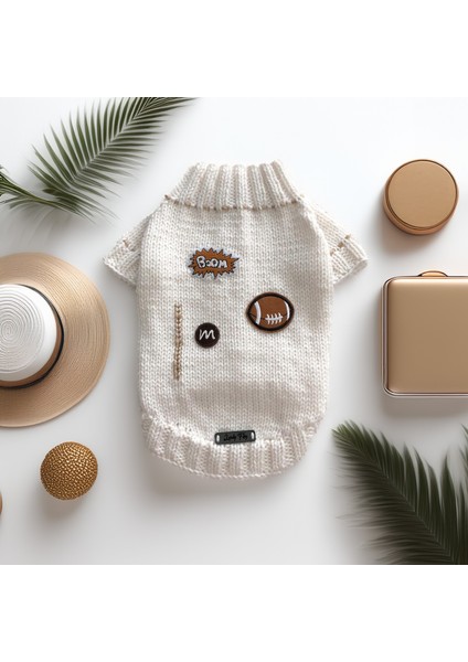 Köpek Için Boom Football Beyaz Kazak